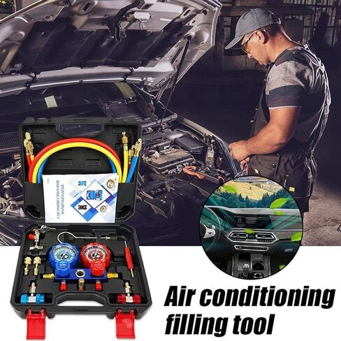 Professional Car Air Conditioning Recharges Complete Set with Quick Connection Fittings Suitable for R22 R134 R404 R41 Multiple Refrigerants Car Charging Tool Set in Kuwait
