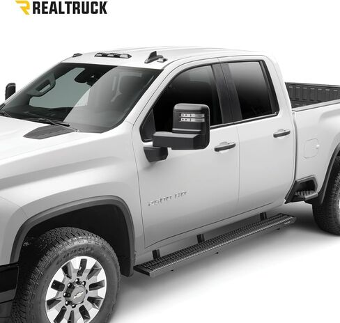خطوات RealTruck Growler لـ Silverado/Sierra | طول الكابينة، ألومنيوم مقاوم للصدأ، أسود مزخرف | GFC19CC-TX | يناسب 2019 - 2026 شيفروليه / جي إم سي 1500، 20-26 2500 / 3500 طاقم الكابينة in Kuwait