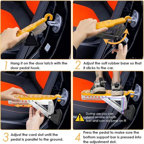Universal Car Door Step, Foldable Roof Rack Car Door Latch Hook Step, Multi-Adjustable Both Feet Stand Pedal for Most Car SUV Truck, Max Load 400 lbs in Saudi Arabia