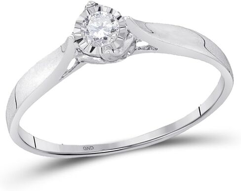 Jewels By Lux 10K White Gold Womens Round Diamond Solitaire Promise Bridal Engagement Ring 1/12 Cttw Size 7 in Saudi Arabia