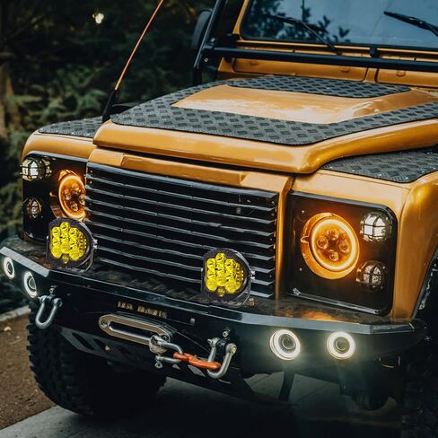 LIGBT 4PCS 5 Inch Amber Yellow Round LED Offroad Light with DRL 90W LED Light Pods 270° Wide Range Super Bright Side Shooter for Pickup Truck ATV UTV SUV in Saudi Arabia