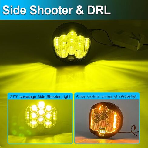 LIGBT 4PCS 5 Inch Amber Yellow Round LED Offroad Light with DRL 90W LED Light Pods 270° Wide Range Super Bright Side Shooter for Pickup Truck ATV UTV SUV in Saudi Arabia