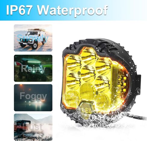 LIGBT 4PCS 5 Inch Amber Yellow Round LED Offroad Light with DRL 90W LED Light Pods 270° Wide Range Super Bright Side Shooter for Pickup Truck ATV UTV SUV in Saudi Arabia