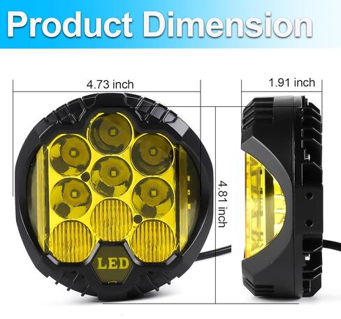 LIGBT 4PCS 5 Inch Amber Yellow Round LED Offroad Light with DRL 90W LED Light Pods 270° Wide Range Super Bright Side Shooter for Pickup Truck ATV UTV SUV in Saudi Arabia