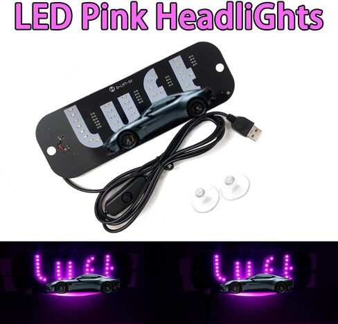 (وردي) لافتة ضوئية LED للسيارة، لافتة سيارة أجرة على الزجاج الأمامي، ملصق LED للسيارة مع أكواب شفط، قابس USB للسيارات والشاحنات وسيارات الدفع الرباعي، وإكسسوارات السائق للسيارة، وملصقات ممتصة للصدمات in Kuwait