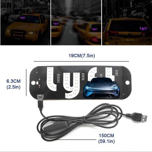 (وردي) لافتة ضوئية LED للسيارة، لافتة سيارة أجرة على الزجاج الأمامي، ملصق LED للسيارة مع أكواب شفط، قابس USB للسيارات والشاحنات وسيارات الدفع الرباعي، وإكسسوارات السائق للسيارة، وملصقات ممتصة للصدمات in Kuwait