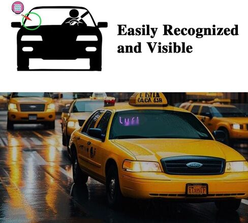 (وردي) لافتة ضوئية LED للسيارة، لافتة سيارة أجرة على الزجاج الأمامي، ملصق LED للسيارة مع أكواب شفط، قابس USB للسيارات والشاحنات وسيارات الدفع الرباعي، وإكسسوارات السائق للسيارة، وملصقات ممتصة للصدمات in Kuwait