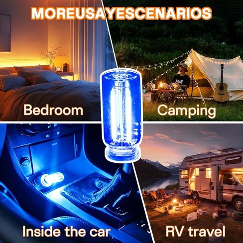 2PCS USB LED Lights for Car Interior, Mini Ambient Lighting Car Interior Lights, Touch Control Car USB Light, Decorative Night Light for Vehicle Bedroom Camping(Blue) in Kuwait
