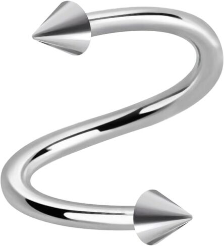 316L Surgical Steel 16 Gauge - 8mm, 10mm, 12mm Length Twister - Spiral Barbell with 2.5mm, 3mm, 4mm, 5mm Cone - Cartilage Helix Tragus Earring Lip Eyebrow Septum Belly Piercing Jewelry in Saudi Arabia