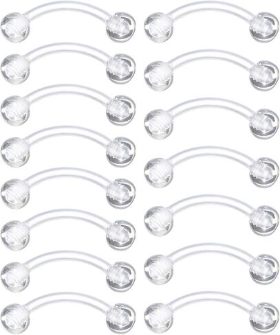 Yolev 15pcs Clear Piercing Retainers Jewelry Clear Eyebrow Piercing 16g Invisible Curved Barbell Plastic Belly Button Rings Cartilage Tragus Helix Daith Rook Earring Piercings Jewelry For Women Men in Saudi Arabia