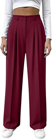 Womens Dress Pants High Waist Button Straight Leg Pleated Office Work Trousers Business Casual Comfort Pants 2026 in Saudi Arabia
