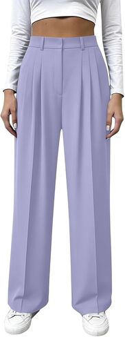 Womens Dress Pants High Waist Button Straight Leg Pleated Office Work Trousers Business Casual Comfort Pants 2026 in Saudi Arabia