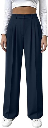 Womens Dress Pants High Waist Button Straight Leg Pleated Office Work Trousers Business Casual Comfort Pants 2026 in Saudi Arabia