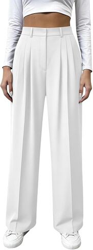 Womens Dress Pants High Waist Button Straight Leg Pleated Office Work Trousers Business Casual Comfort Pants 2026 in Saudi Arabia