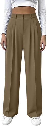 Womens Dress Pants High Waist Button Straight Leg Pleated Office Work Trousers Business Casual Comfort Pants 2026 in Saudi Arabia