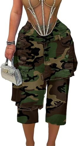 NRTHYE High Waisted Ripped Jean Shorts Baggy Wide Leg Frayed Patchwork Bermuda Denim Shorts Cargo Y2k Streetwear in Saudi Arabia