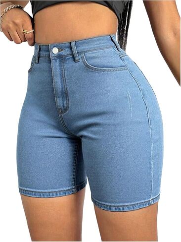 Milumia Women's High Waisted Denim Shorts Ripped Skinny Casual Jean Shorts with Pockets in Saudi Arabia