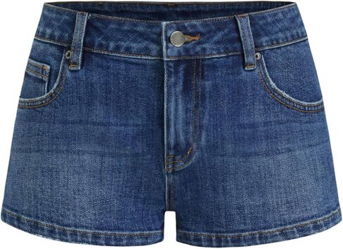 CIDER Women Low Waist Ultra Denim Short Slim Fit Straight Leg Micro Shorted Jean Shorts with Pockets in Saudi Arabia