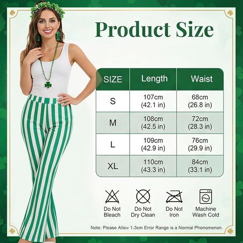 St. Patrick's Day Pants Outfit for Women Irish Costume Set Green Striped Pants Sungreen Garland Shamrock Accessories in Saudi Arabia