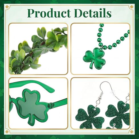 St. Patrick's Day Pants Outfit for Women Irish Costume Set Green Striped Pants Sungreen Garland Shamrock Accessories in Saudi Arabia
