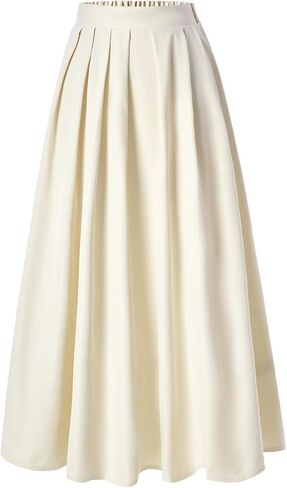 Women's Pleated Maxi Skirt Dressy Casual High Waisted A Line Flowy Going Out Skirts in Saudi Arabia