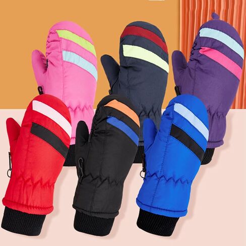 Kids Stripe Thicken Snow Mittens Glove for Toddler Winter Warm Ski Gloves for 2-5T Baby Boys Girls in Saudi Arabia