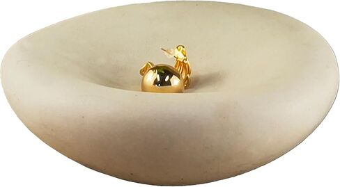 وعاء سحابي مقاس 6.3 بوصة، وعاء خرساني مزخرف لديكور المنزل، صينية مفاتيح لطاولة المدخل، صينية مجوهرات خرسانية، أوعية عضوية خرسانية غير متماثلة (بيج) in Kuwait