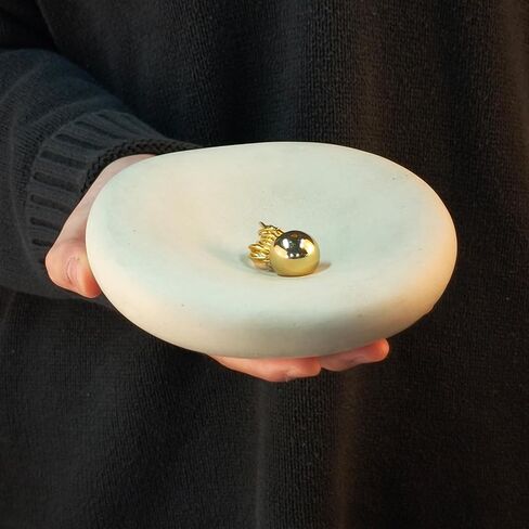 وعاء سحابي مقاس 6.3 بوصة، وعاء خرساني مزخرف لديكور المنزل، صينية مفاتيح لطاولة المدخل، صينية مجوهرات خرسانية، أوعية عضوية خرسانية غير متماثلة (بيج) in Kuwait