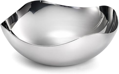 7'' Silver Decorative Candy Bowl, 304 Stainless Steel Wave Serving Dish, Mirror Polished Elegant Metal Tray, Modern Centerpiece Bowl for Keys Candy Nuts Jewelry, Home Office Coffee Shop in Saudi Arabia