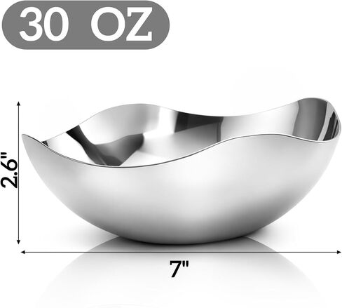 7'' Silver Decorative Candy Bowl, 304 Stainless Steel Wave Serving Dish, Mirror Polished Elegant Metal Tray, Modern Centerpiece Bowl for Keys Candy Nuts Jewelry, Home Office Coffee Shop in Saudi Arabia