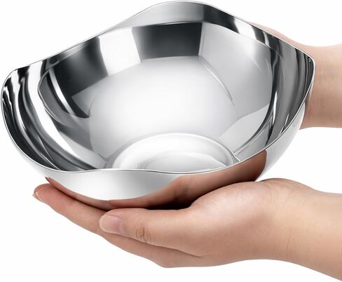 7'' Silver Decorative Candy Bowl, 304 Stainless Steel Wave Serving Dish, Mirror Polished Elegant Metal Tray, Modern Centerpiece Bowl for Keys Candy Nuts Jewelry, Home Office Coffee Shop in Saudi Arabia