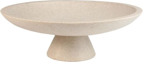 Large Modern Decorative Bowl for Home Decor Fruit Organic Catch All Key Kitchen Entryway Shelf Coffee Table With Pedestal,Artificial Stone Beige in Saudi Arabia