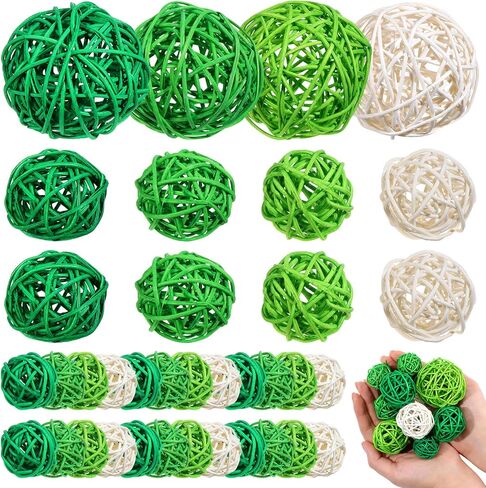 36pcs St Patricks Day Wicker Rattan Balls for Vase Fillers St. Patrick's Day Green Rattan Balls for Wedding Table Decor Home Decor DIY Crafts in Kuwait