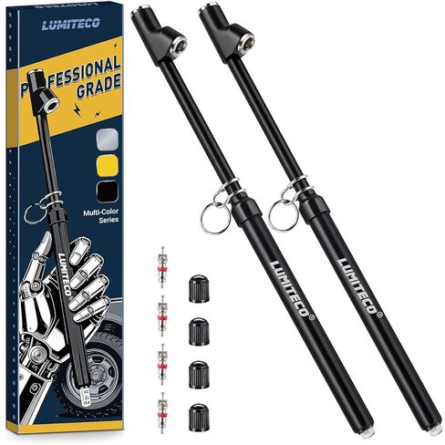 2-Pack Dual Head Tire Pressure Gauge, Heavy Duty Truck Air Pressure Gauge Range 10-150 PSI, 1-10 Bar w/Valve Cores & Valve Caps, Tire Gauges for Tire Pressure for Semi Truck, RV, Car (Black) in Saudi Arabia