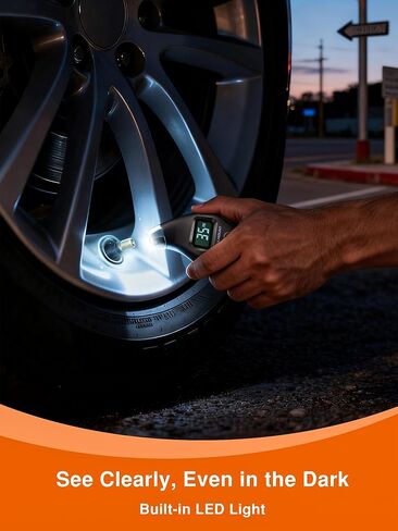 مقياس ضغط الإطارات الناطق الرقمي من SEAMOUNT مع صوت (0-99 رطل لكل بوصة مربعة)، شاشة LCD بإضاءة خلفية تصل إلى 150 رطل لكل بوصة مربعة، دقة ±1 رطل لكل بوصة مربعة، ضوء حلقة LED 8 لومن، مقياس هواء سلسلة المفاتيح للسيارات وسيارات الدفع الرباعي والدراجات النارية in Kuwait