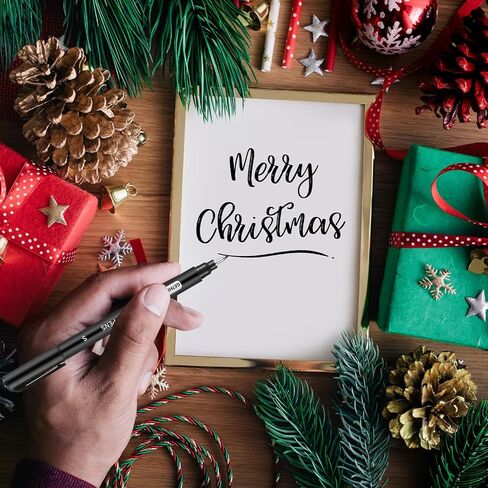 GETHPEN Calligraphy Pens,Hand Lettering Pens, Calligraphy Brush Pen set for Beginners Writing, Sketching, Scrapbooking, Journaling, Soft and Fine Tip, Black Ink Drawing Pen Set, 8 Size in Kuwait