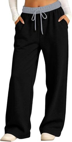 Girls Oversized Wide Leg Sweatpants Boys Baggy Sweat Pants Drawstring Waist and Pockets Kids Straight Leg Track Pants Trendy in Saudi Arabia
