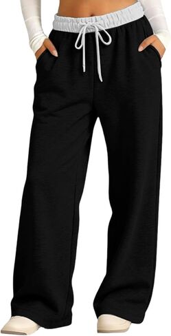 Girls Oversized Wide Leg Sweatpants Boys Baggy Sweat Pants Drawstring Waist and Pockets Kids Straight Leg Track Pants Trendy in Saudi Arabia