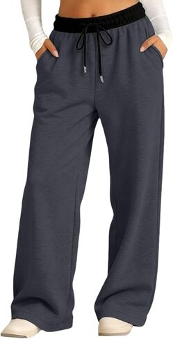 Girls Oversized Wide Leg Sweatpants Boys Baggy Sweat Pants Drawstring Waist and Pockets Kids Straight Leg Track Pants Trendy in Saudi Arabia