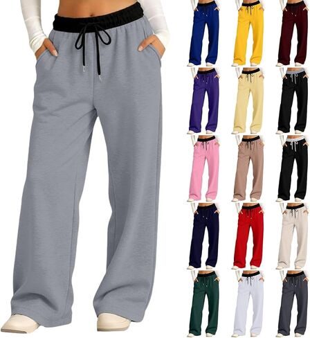 Girls Oversized Wide Leg Sweatpants Boys Baggy Sweat Pants Drawstring Waist and Pockets Kids Straight Leg Track Pants Trendy in Saudi Arabia