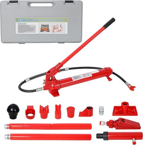 مجموعة طاقة بورتا الاحترافية سعة 10 طن، نظام إصلاح الهيكل والإطار الهيدروليكي الصناعي للشاحنات الثقيلة والشاحنات الصغيرة - مجموعة دفع/سحب كاملة مع خراطيم الزيت وحقيبة لمتاجر هياكل السيارات in Kuwait