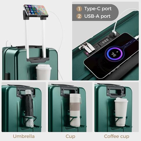 Carry on Luggage Top opening Suitcases, Expandable with Cup Holder and USB Charging Port,Lightweight with Front Pocket Rolling Suitcases with Spinner Wheels in Saudi Arabia