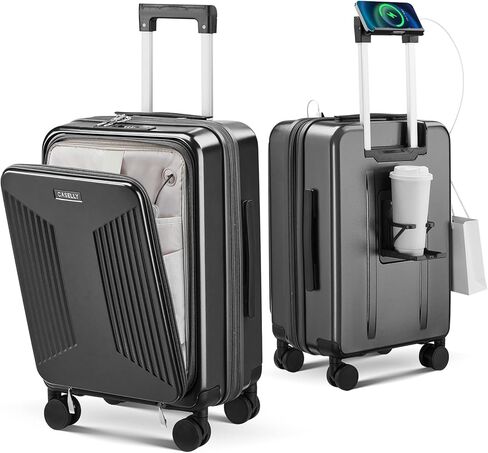 Carry on Luggage Top opening Suitcases, Expandable with Cup Holder and USB Charging Port,Lightweight with Front Pocket Rolling Suitcases with Spinner Wheels in Saudi Arabia