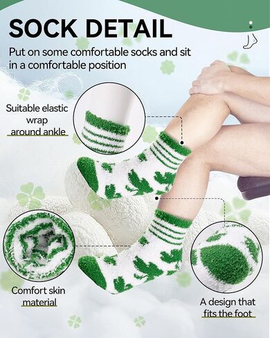 6/12 قطعة من الجوارب الغامضة لعيد القديس باتريك - جوارب شتوية دافئة منفوشة للنساء والرجال، دافئة سميكة حرارية غير قابلة للانزلاق in Kuwait