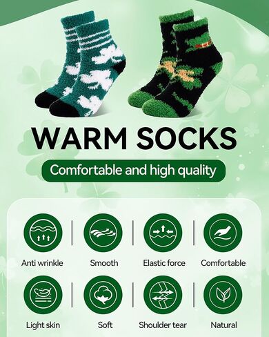 6/12 قطعة من الجوارب الغامضة لعيد القديس باتريك - جوارب شتوية دافئة منفوشة للنساء والرجال، دافئة سميكة حرارية غير قابلة للانزلاق in Kuwait