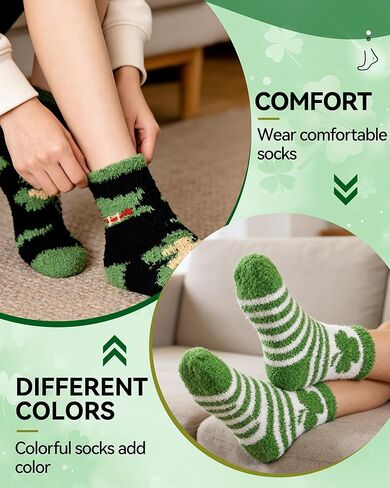 6/12 قطعة من الجوارب الغامضة لعيد القديس باتريك - جوارب شتوية دافئة منفوشة للنساء والرجال، دافئة سميكة حرارية غير قابلة للانزلاق in Kuwait