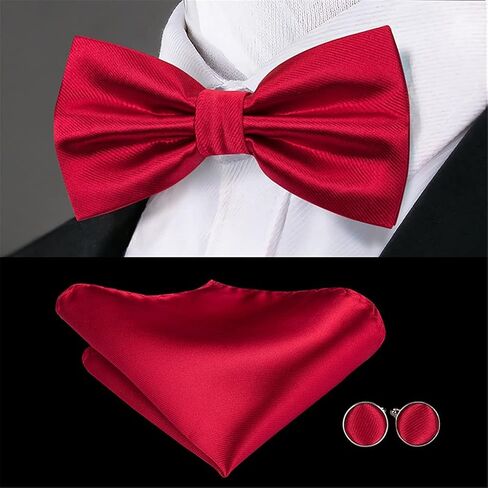 Silk Adult Men's Formal Party Wedding Red Plain Cummerbund Bow Tie & Pocket Square Set Tuxedo Wide Belt in Saudi Arabia