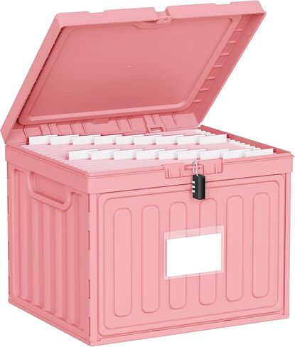 Oterri Plastic File Box with Lid for Letter Size Hanging File Folders, Hanging File Folder Box for Home, Office, School, File Cabinet, Assembly File Organizer, Stackable Storage Bins,Clear in Kuwait