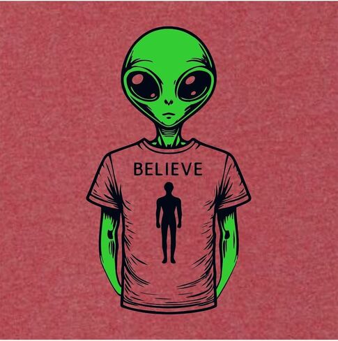 Go All Out Alien Wearing Believe In Humans Tee Funny UFO Mens Youth Sweatshirt Crewneck in Saudi Arabia
