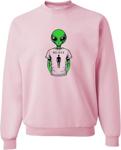 Go All Out Alien Wearing Believe In Humans Tee Funny UFO Mens Youth Sweatshirt Crewneck in Saudi Arabia